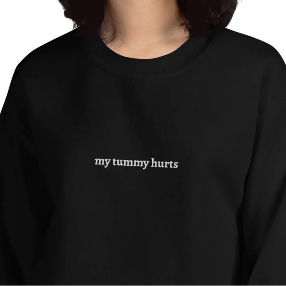 Black My Tummy Hurts Embroidered Stitched Oversized Crewneck Sweatshirt Etsy